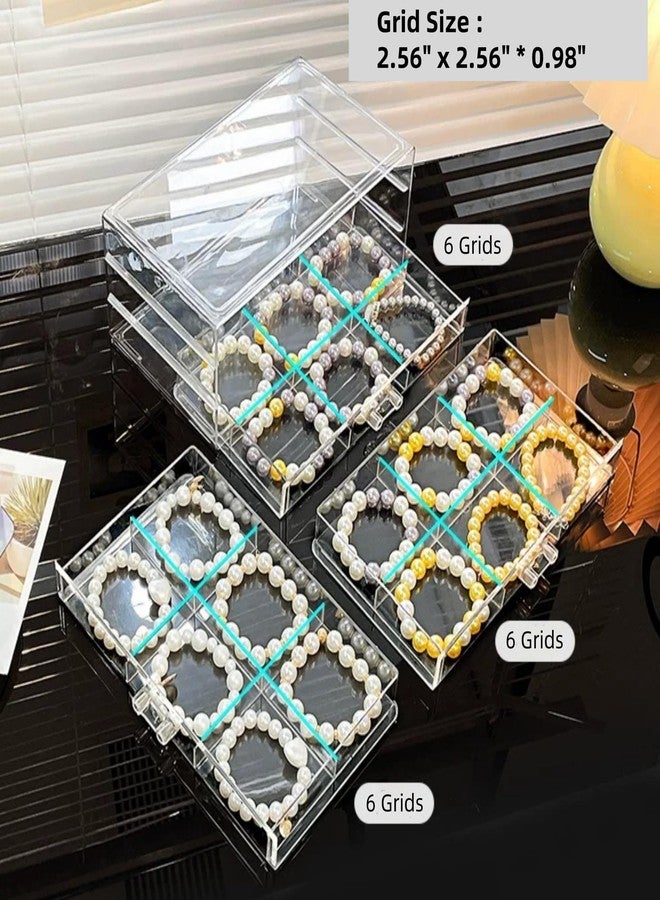 Feadily 1PCS Acrylic Jewelry Organizer Box, Jewelry Drawer Organizer With 3 Drawers 18 Grids, Bracelet Earring Holder Organizer, Clear - Image 3